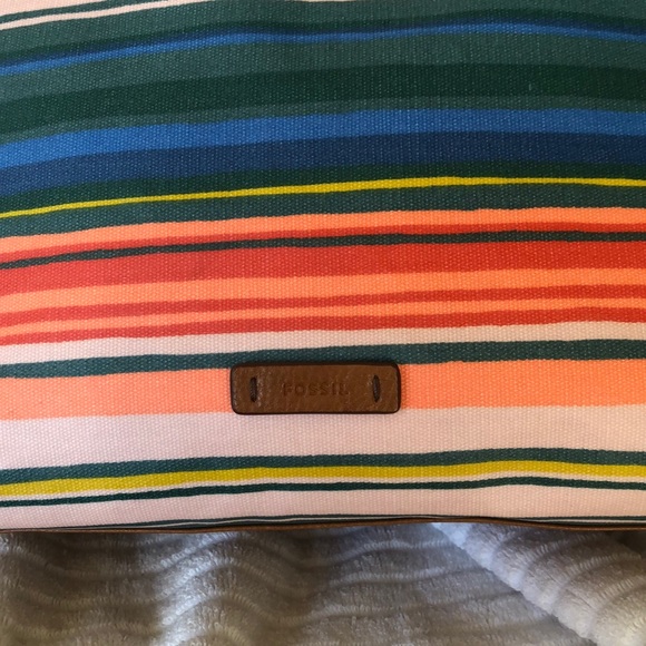 Fossil Multi Striped Leather And Canvas Tote - Picture 2 of 8